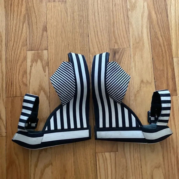 Pierre Hardy platform wedge shoes Spain size 41 black white striped sz 9.5 - Picture 5 of 8
